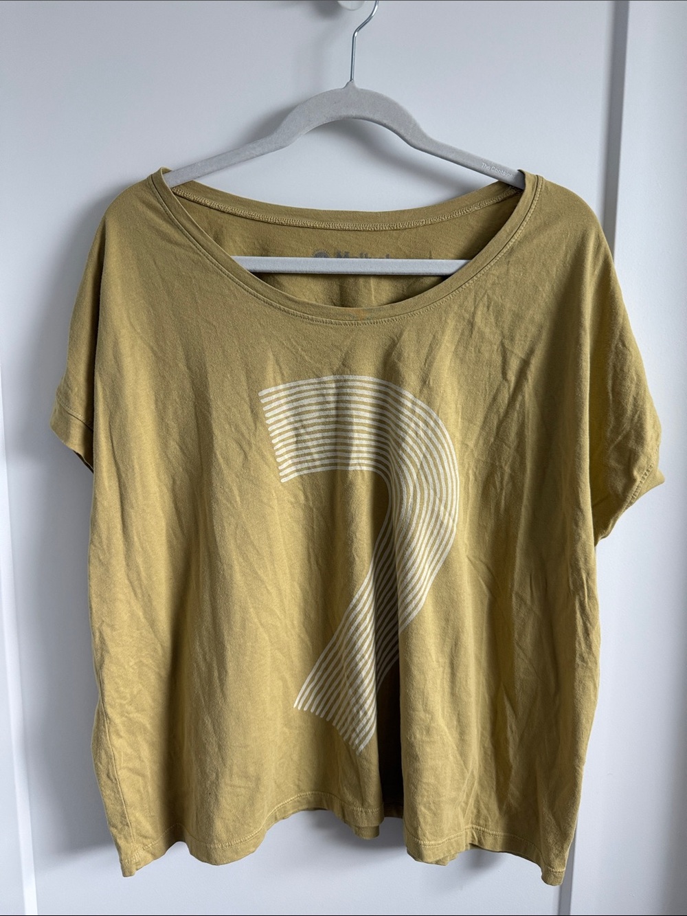 Washed Yellow Scoop Neck Graphic Tee